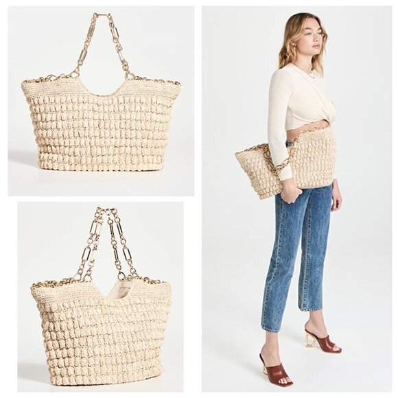 💕CULT GAIA💕 Naima Tote Bag Woven Raffia ~ Off White NWT - Picture 5 of 16